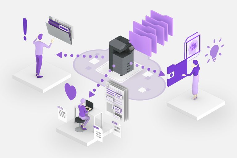Neposreden prenos dokumentov v oblak - ilustracija.